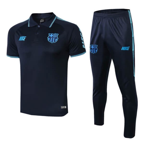 Polo Komplett Set Barcelona 2019-20 Schwarz Blau